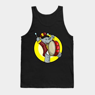 Funny elephant is playing the drum Tank Top